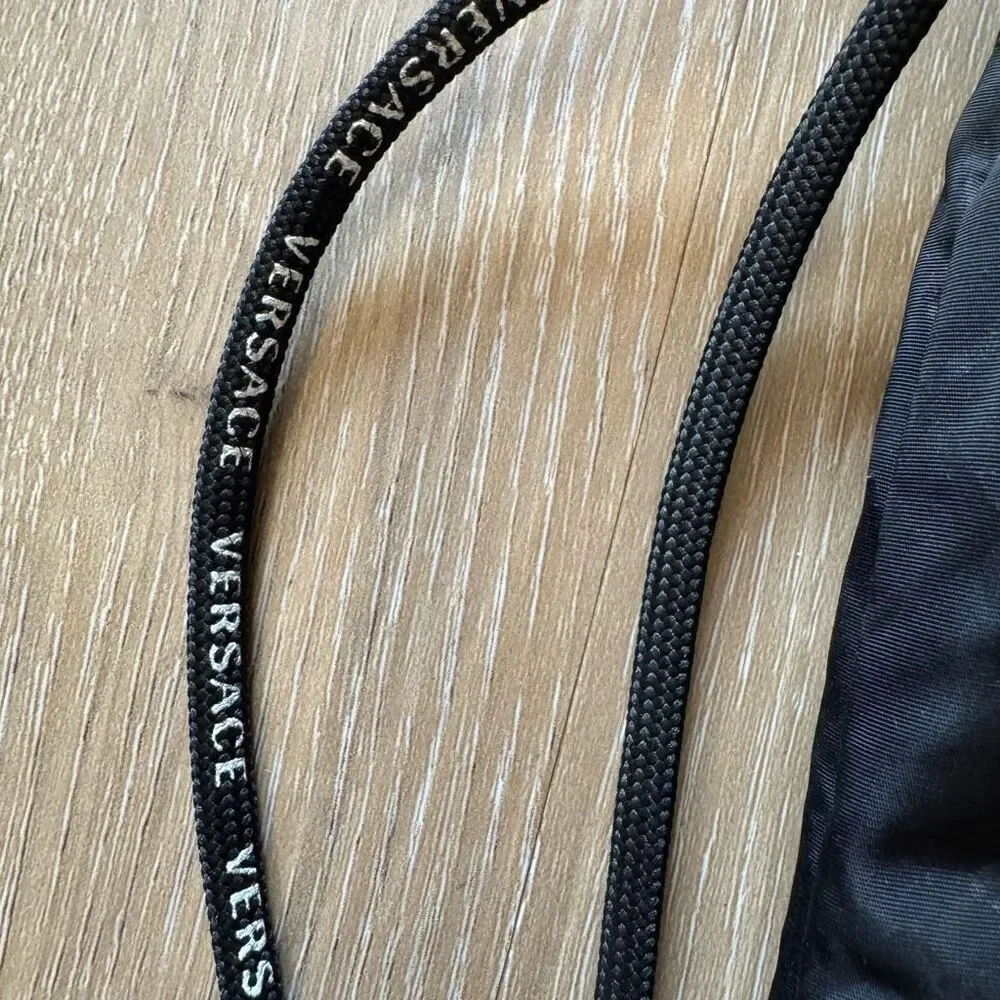 Versace Drawstring Backpack Rucksack Black Logo Print Back Sac Travel Sporty Gym